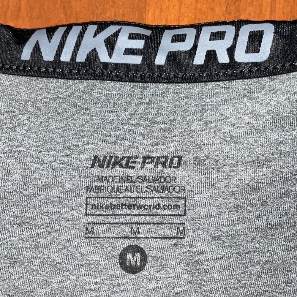 Nike Pro Women's Long Sleeve V-Neck Top - Light Gray with Black Swoosh - Picture 3 of 7